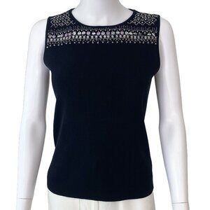 Joseph A. Sleeveless Black Top Tank Bead and Sequin embellished Size L